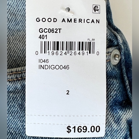 Good American Good Classic High Rise Distressed Jeans, Indigo - Size 26 - Picture 10 of 12